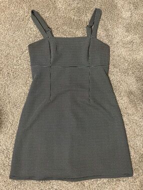 Forever 21 Black and White Check Square-Neck Mini Dress